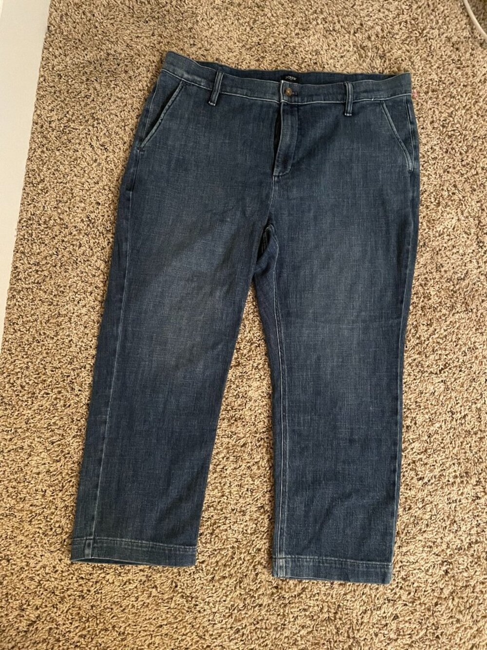 Crew Womens Crop Denim Jeans Sz 34 All Day Stretch 4 Pockets Boho